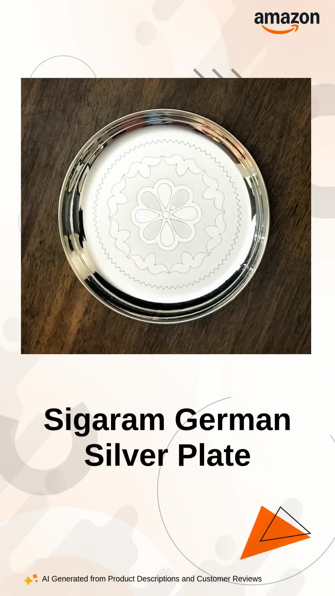 Sigaram 8 Inch German Silver Floral Disign Pooja Plate for Home